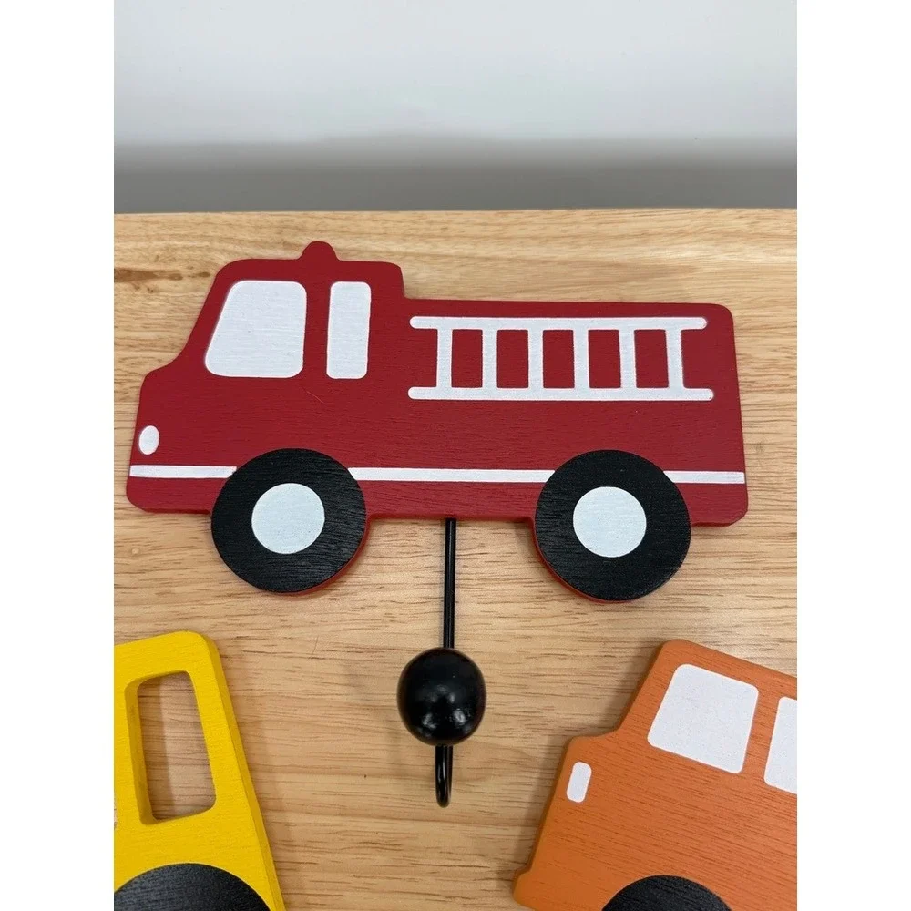 Truck Wall Coat Hooks Set 3 Fire Truck Bulldozer Dump Truck Kids Nursery Decor